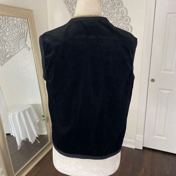 Early 2000's Black Open Front Witchy Whimsygoth Velvet Vest Top L / 12 - Picture 5 of 8